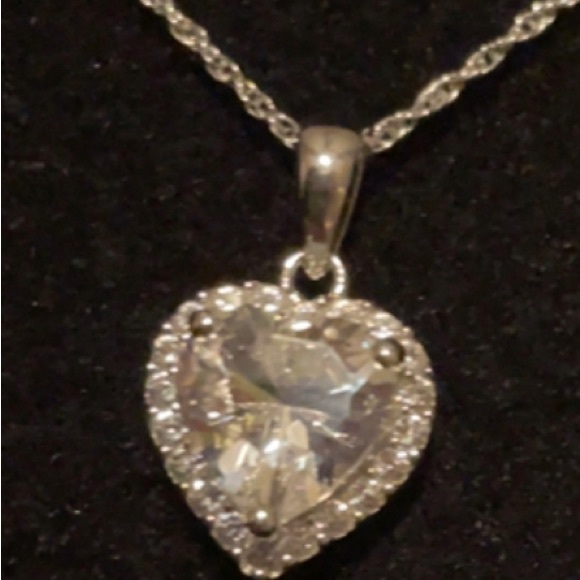 NWT Kay jewelers heart shaped &round cut necklace sterling silver 18’ chain - Picture 5 of 5